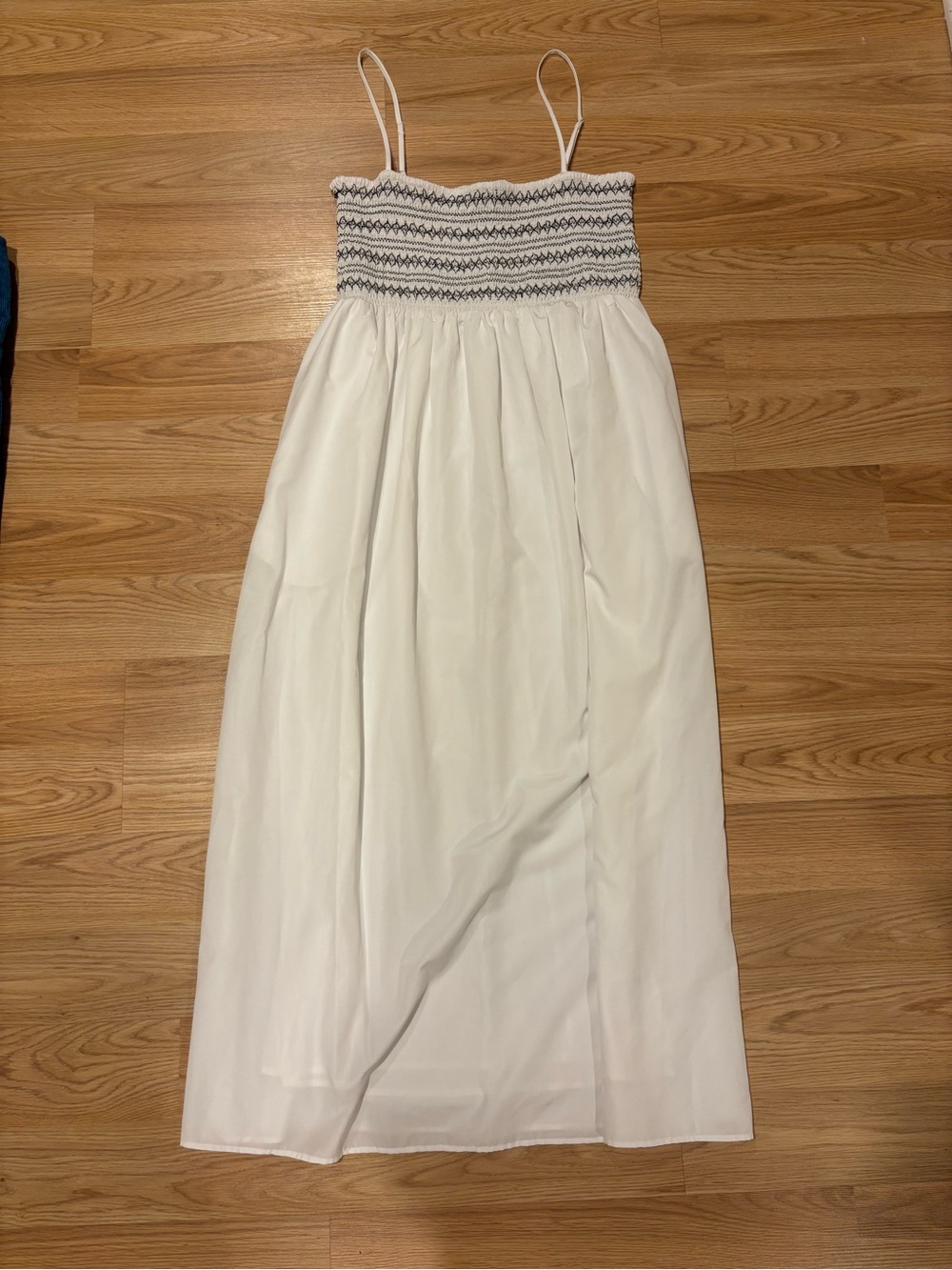 Zara White Maxi Sundress with Smocked Bodice